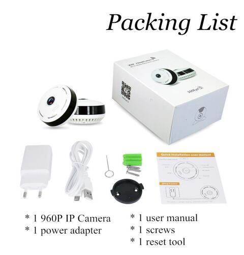 Cobell 960P Wifi IP 攝影機 居家安全無線 360 度全景閉路電視攝影機 夜視魚眼鏡頭 VR 攝影機