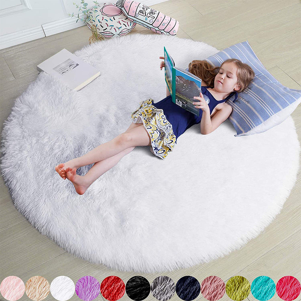 Thickened Fleece Round Carpet Household Solid Color