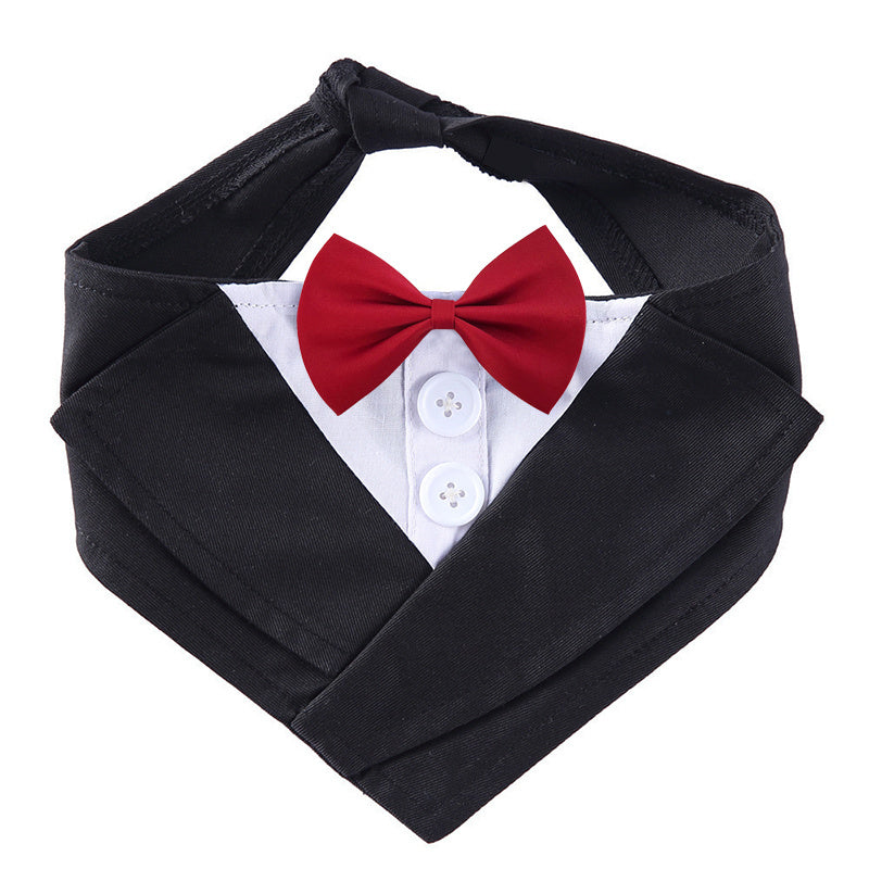Dog Gentleman Suit Bow Tie Bib Saliva Towel