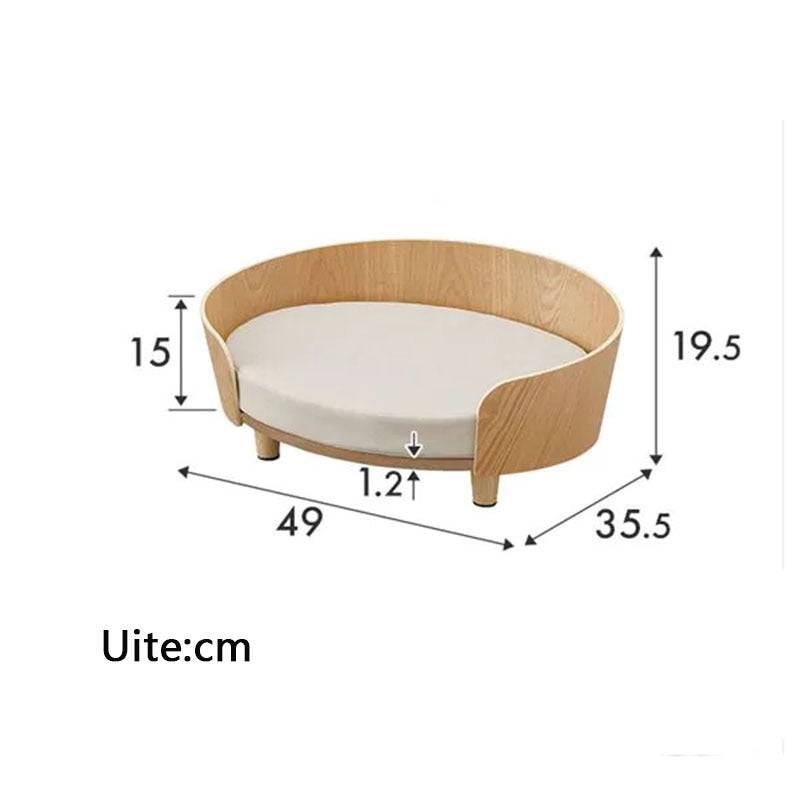 Wooden Cat Nest & Dog Sofa Bed for Small Pets with Cushion