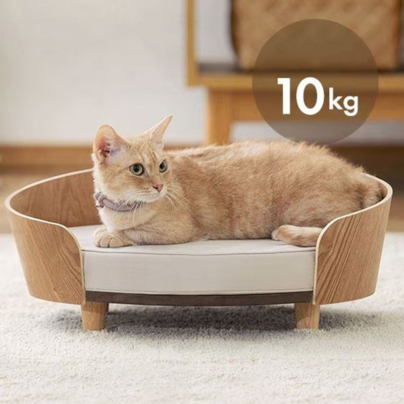 Wooden Cat Nest & Dog Sofa Bed for Small Pets with Cushion