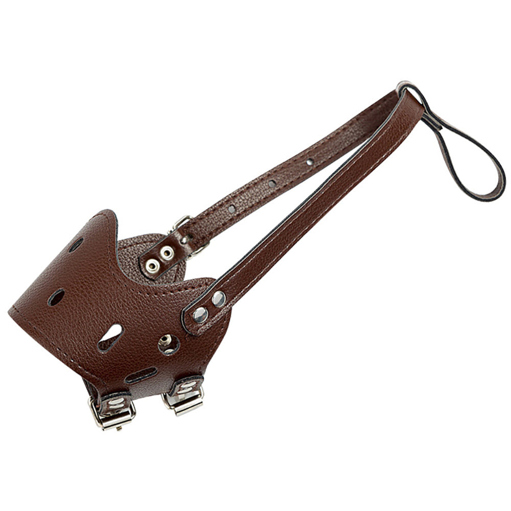 狗嘴套皮革,舒適安全防吠嘴套,適用於小型、中型、大型犬,透氣且可調節,允許飲水和喘氣,與項圈一起使用