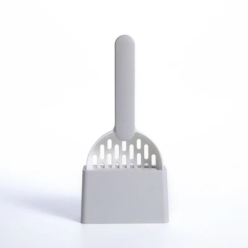 Multifunctional Cat Dog Litter Shovel with Bag Storage & Cleaning Base