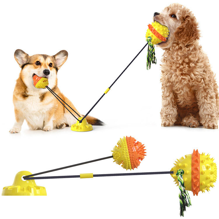 Powerful Sucker Dog Toy with Chew Ball & Training Rope