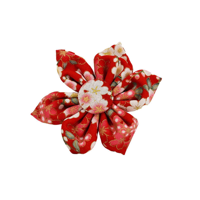 日式花卉狗項圈合金扣手繩寵物項圈