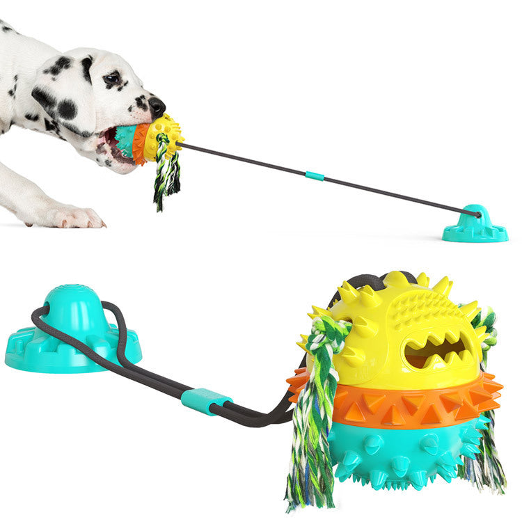 Powerful Sucker Dog Toy with Chew Ball & Training Rope