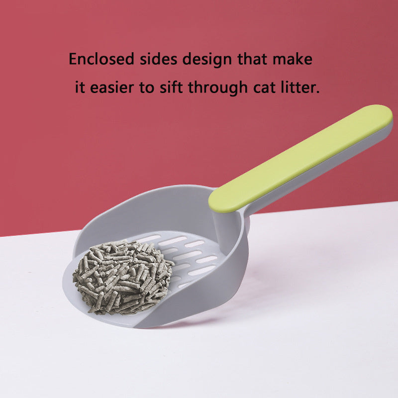 Multifunctional Cat Dog Litter Shovel with Bag Storage & Cleaning Base