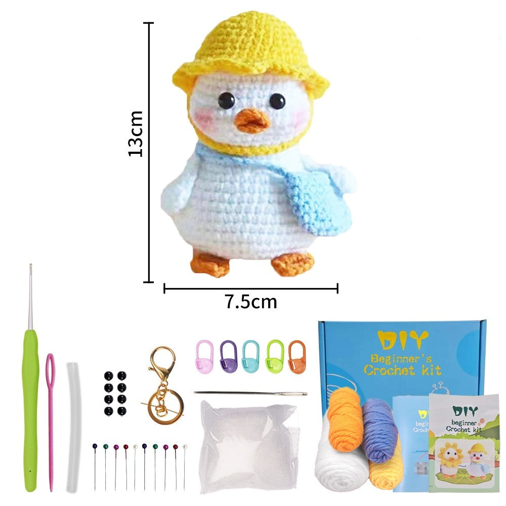 Red Embroidery Handmade Crochet Material Package English Video Wool Knitting Doll