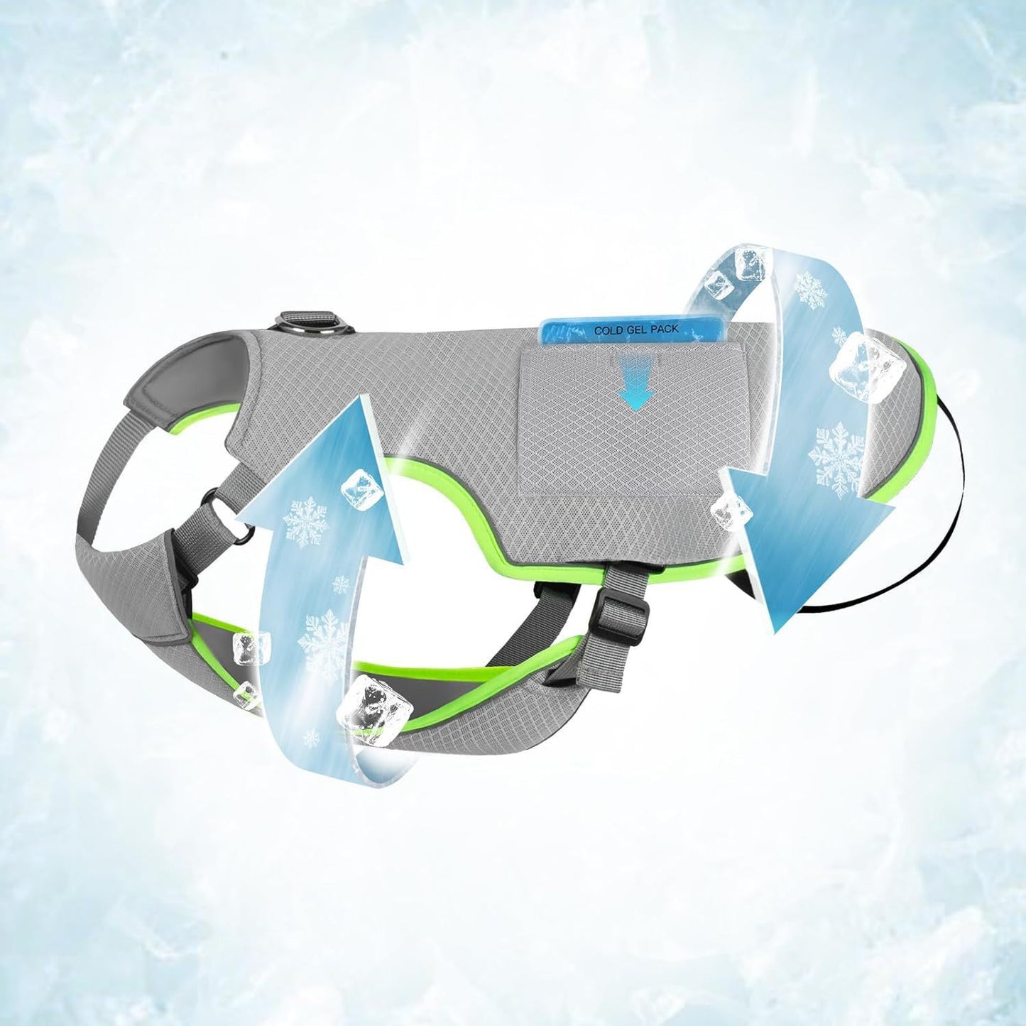 越境アマゾン 犬用グレー冷却ベスト アイスパック 冷却ベスト 夏用ペット用 調節可能