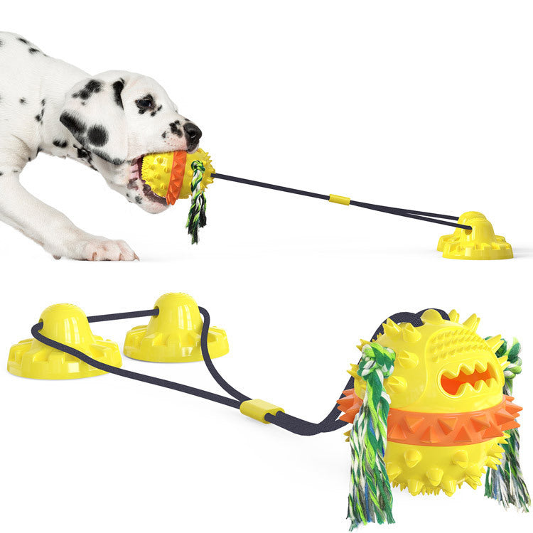 Powerful Sucker Dog Toy with Chew Ball & Training Rope