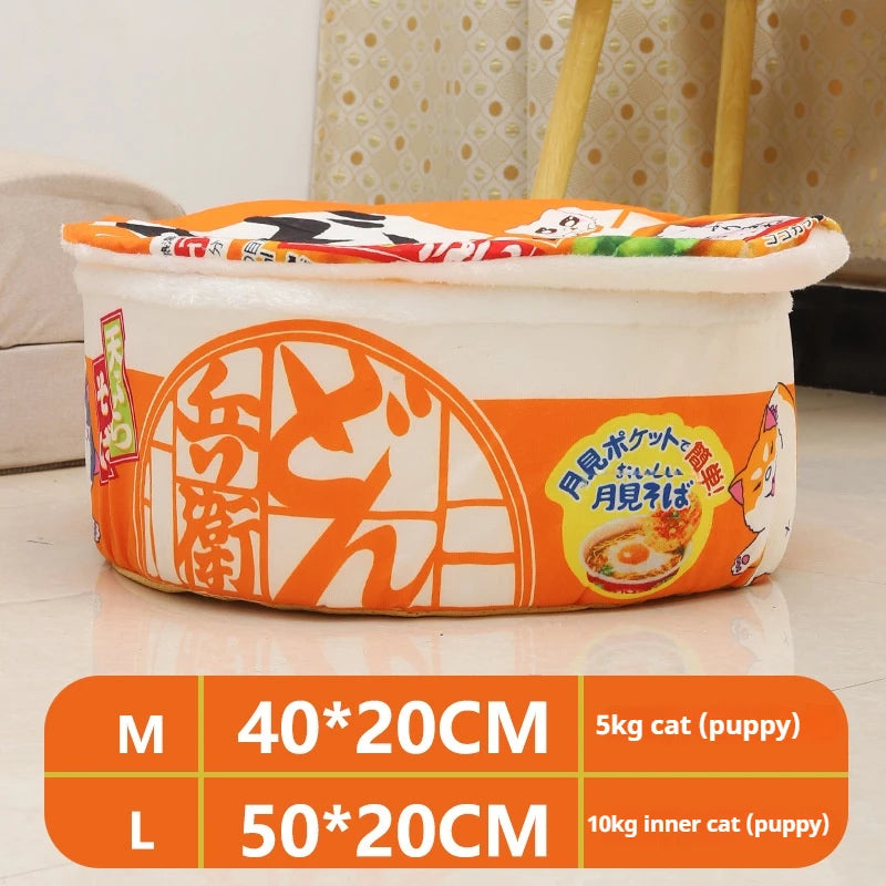 New Pet Dog Cat House Kennel Large Instant Noodle Warm Dog Cat Nest Beds Cushion Udon Cup Noodle Pet Bed Cozy Nest