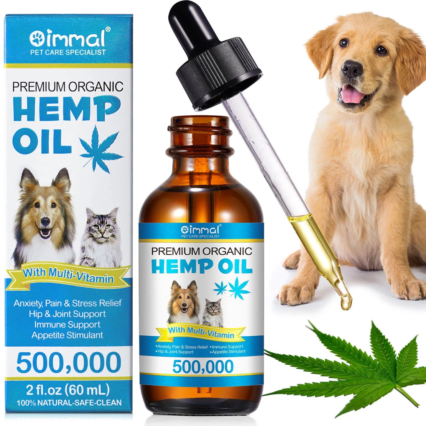 優質有機狗用複合維生素油,緩解焦慮、疼痛和壓力,支持髖關節,增強免疫力,刺激食慾