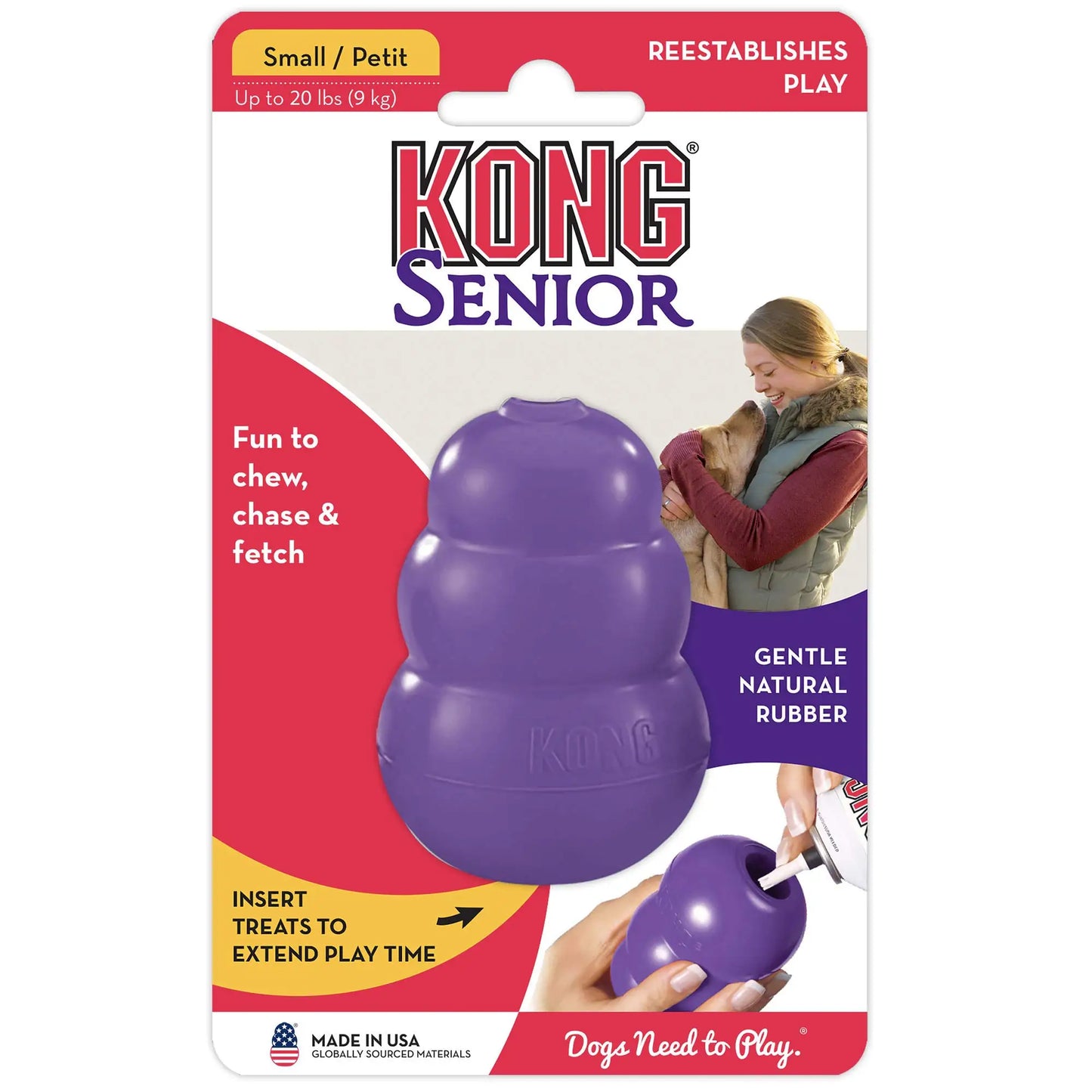 KONG Senior Dog Toy – Gentle Chew, Fetch & Treat Dispenser