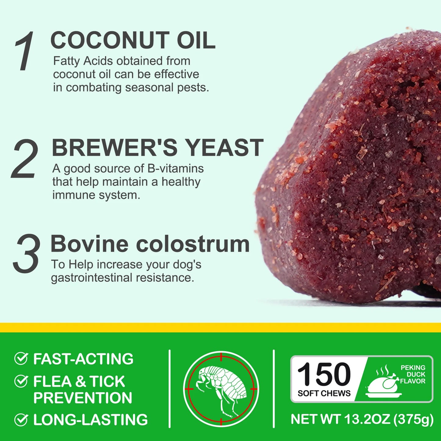 ノミ・ダニ予防 チュアブル錠 150錠 北京ダック風味 犬用サプリメント 経口ノミ駆除剤 全犬種・全年齢対象