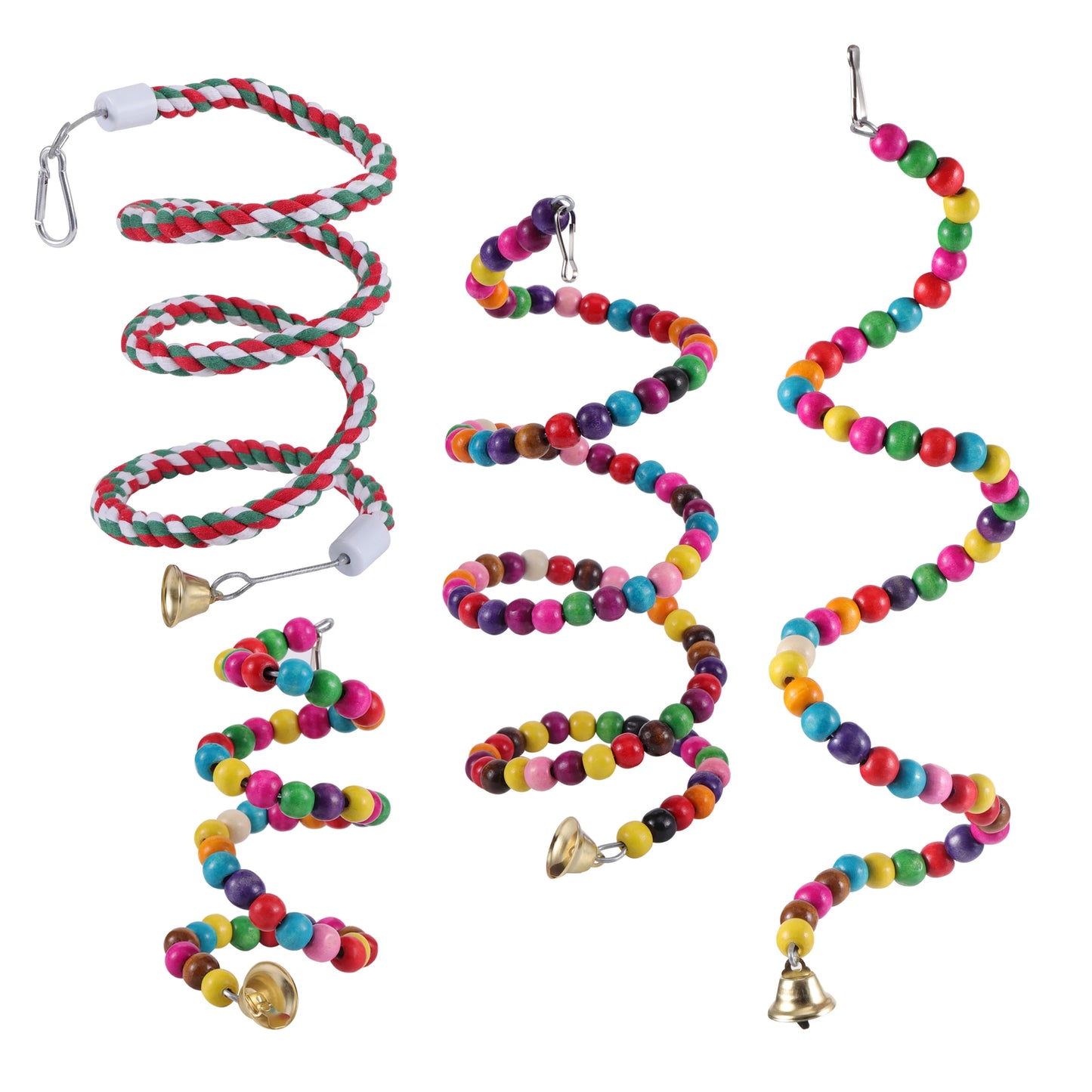 鳥玩具組鞦韆咀嚼訓練玩具小鸚鵡吊床鸚鵡籠鈴棲木玩具帶梯子寵物用品1件