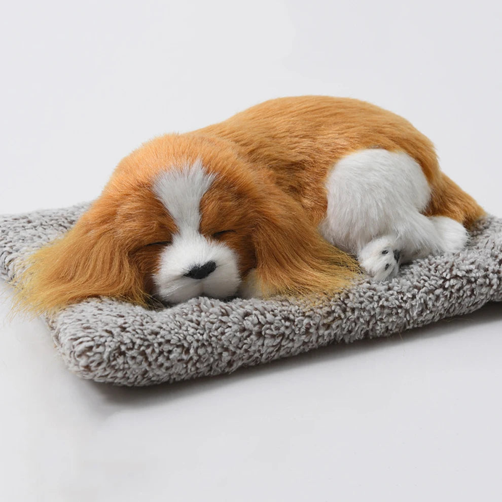 汽車儀錶板擺飾裝飾可愛模擬毛絨貓狗玩具汽車內裝兒童禮物汽車用品