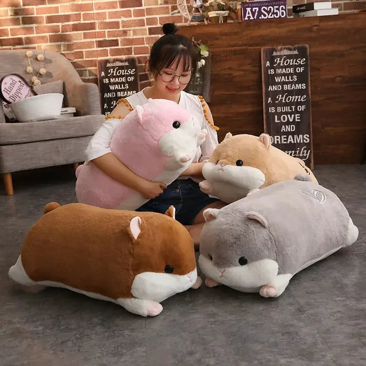50-120公分大公仔卡通倉鼠毛絨玩具柔軟填充動物枕頭女孩生日禮物冬季