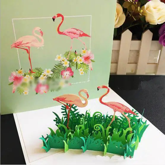 創意3D紙質生日彈出卡獨角獸飛馬節日派對邀請函賀卡明信片感恩節卡片