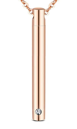 Unisex 3 Tone Stainless Steel Jewelry Cylinder Crystal Memorial Urn Pendant Slide Screw Opens Cremation Necklace Ash Case Holder