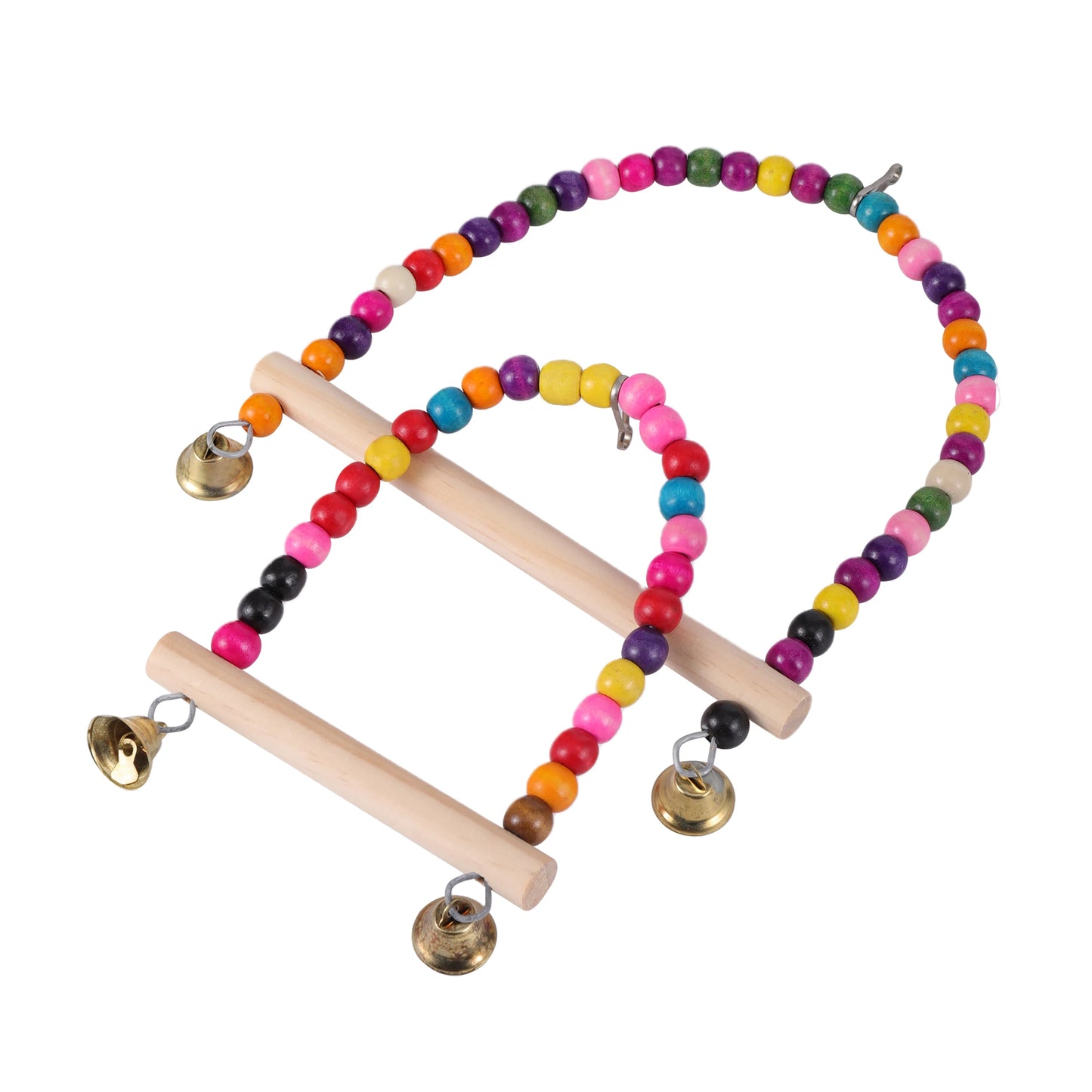 鳥玩具組鞦韆咀嚼訓練玩具小鸚鵡吊床鸚鵡籠鈴棲木玩具帶梯子寵物用品1件