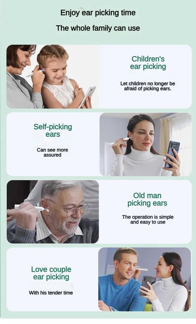 無線可視矽膠耳勺內視鏡耳匙攝影機耳鏡兒童及成人安全耳朵清潔器