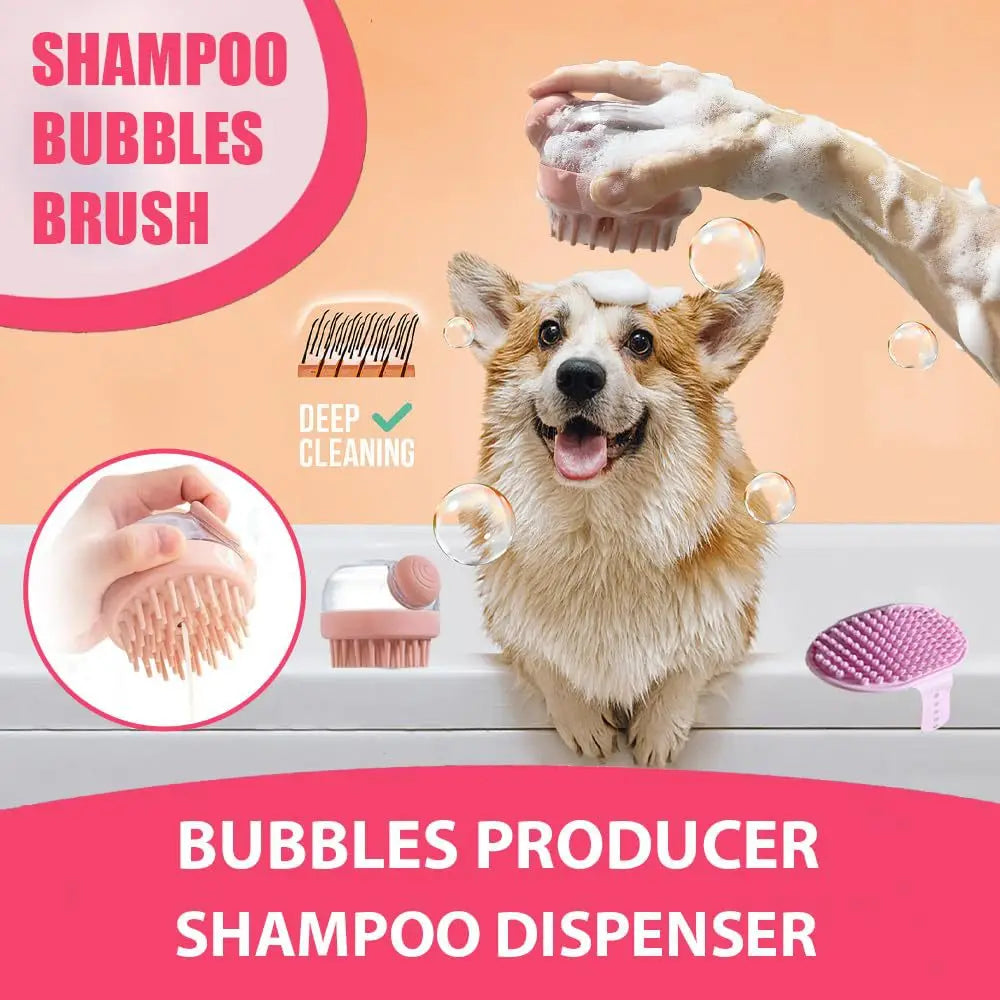 5-Piece dog bath brush drying towel long and short hair dog bath brush with shampoo massage brush