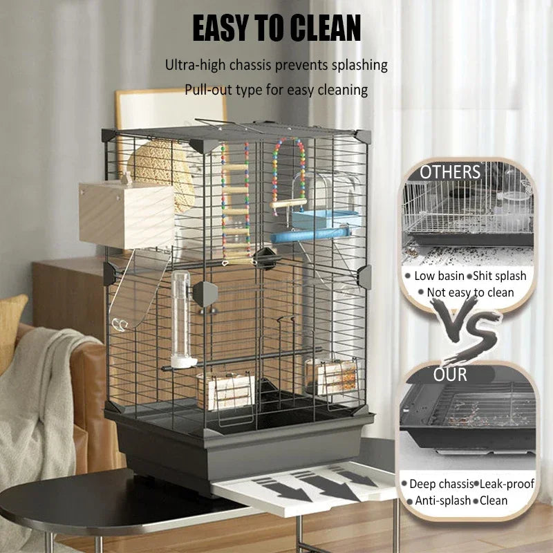 大型鳥籠立式觀賞鳥籠易於清潔大空間房屋繁殖鳥類飛行籠家用籠子鸚鵡窩