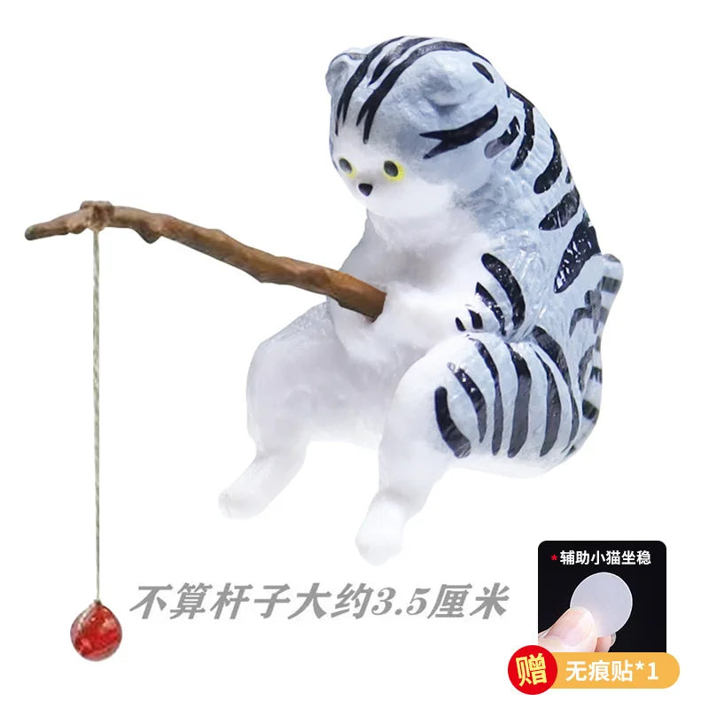 釣魚貓汽車內裝裝飾可愛樹脂帶管眼鏡汽車後視鏡掛件出風口車載飾品