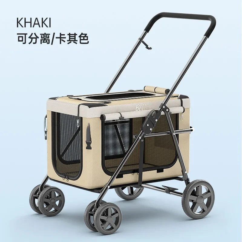 可折疊大型犬寵物推車 - 輕便寬敞的貓狗攜帶箱,可容納多種小型犬