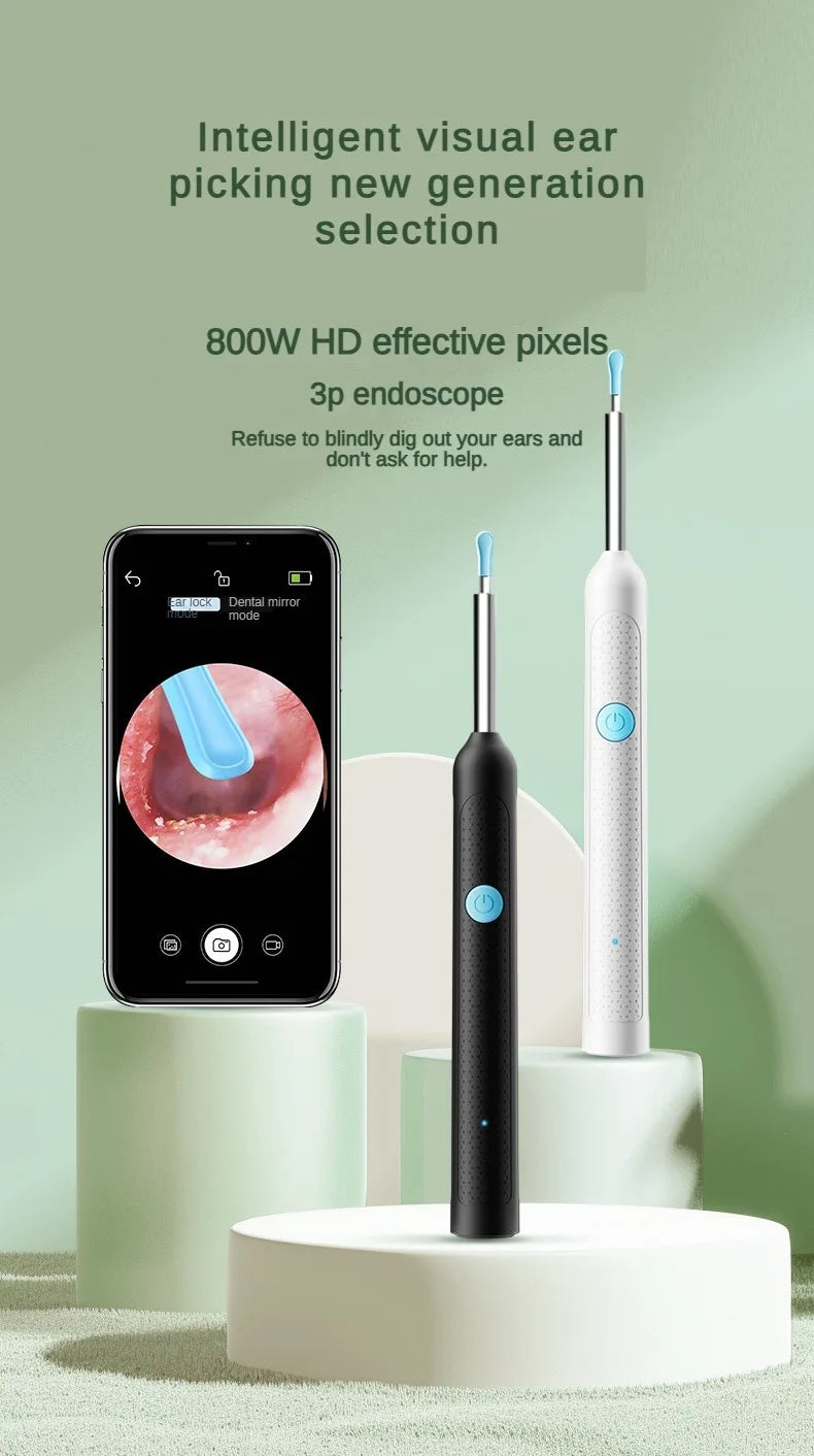 無線可視矽膠耳勺內視鏡耳匙攝影機耳鏡兒童及成人安全耳朵清潔器
