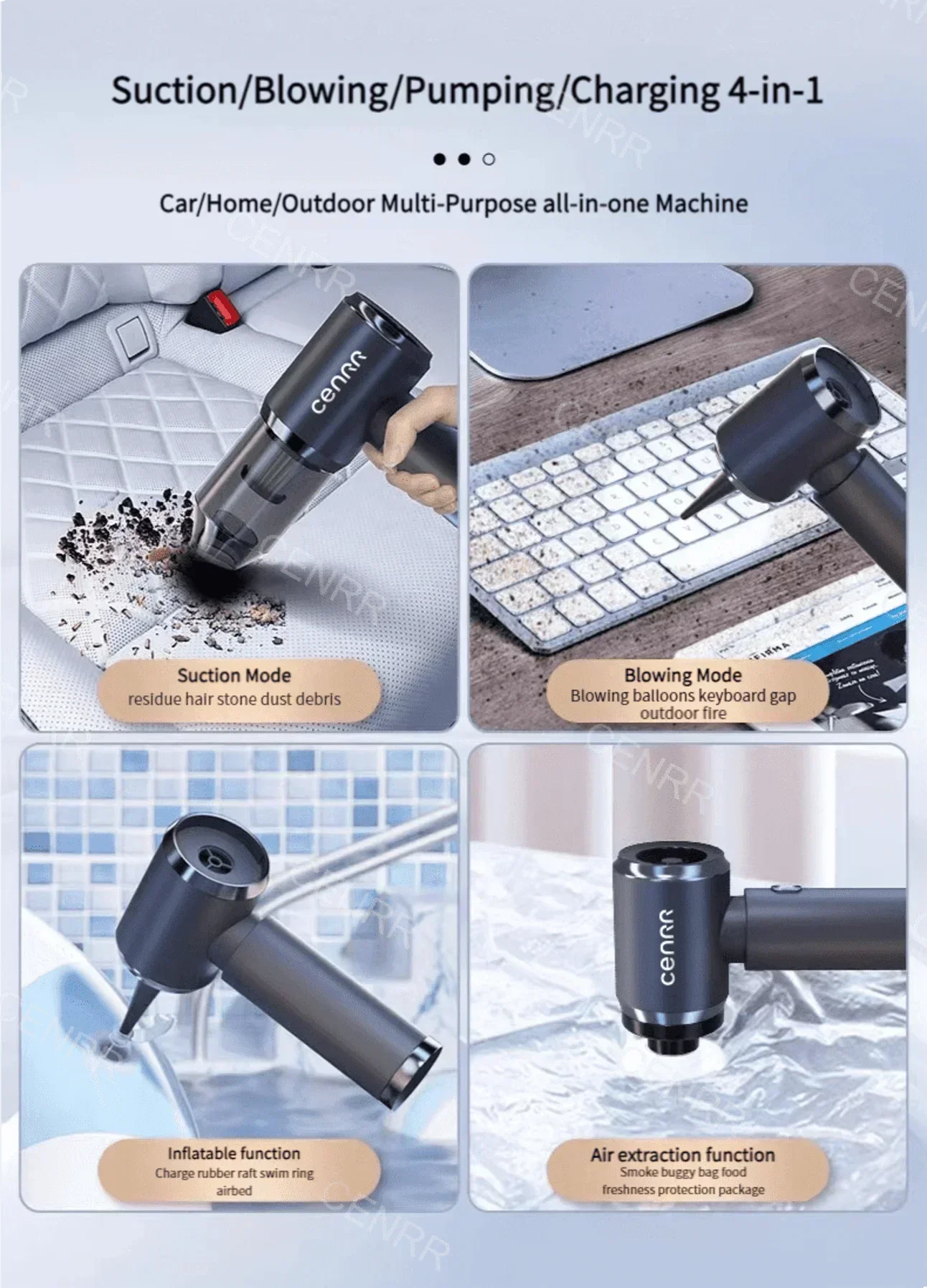 CENRR 210000PA 迷你車用吸塵器無線強力吸塵器汽車清潔器手持便攜式吸塵器清潔機