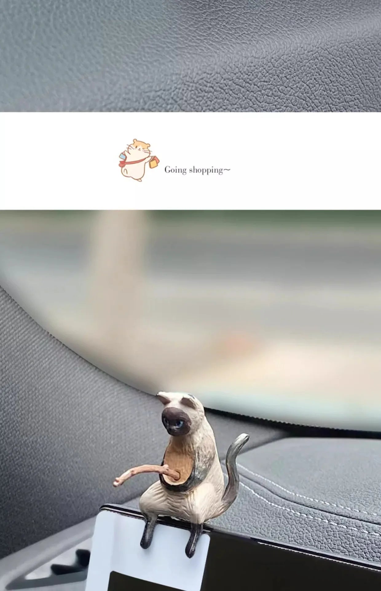 釣魚貓汽車內裝裝飾可愛樹脂帶管眼鏡汽車後視鏡掛件出風口車載飾品