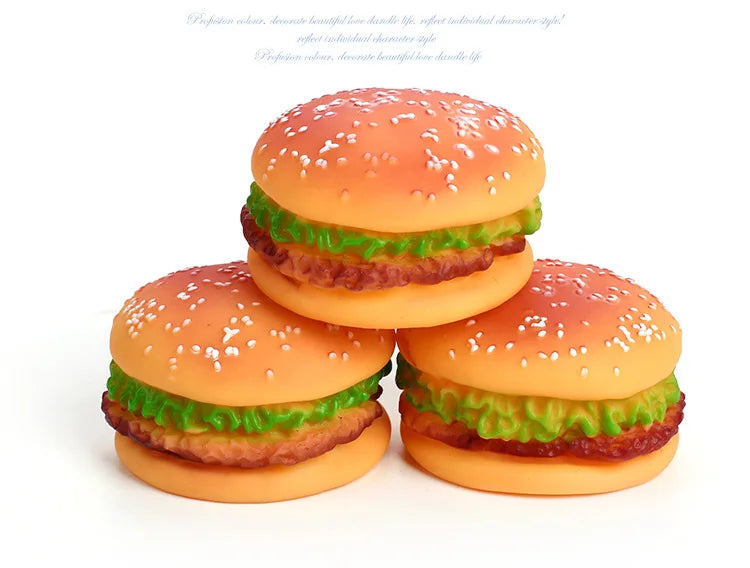 Pet Dogs Hamburger Toy Non-Toxic Puppy Toys Dog Chew Toys Food Grade Silicone Training Playing Chewing Dog Cat Accessories