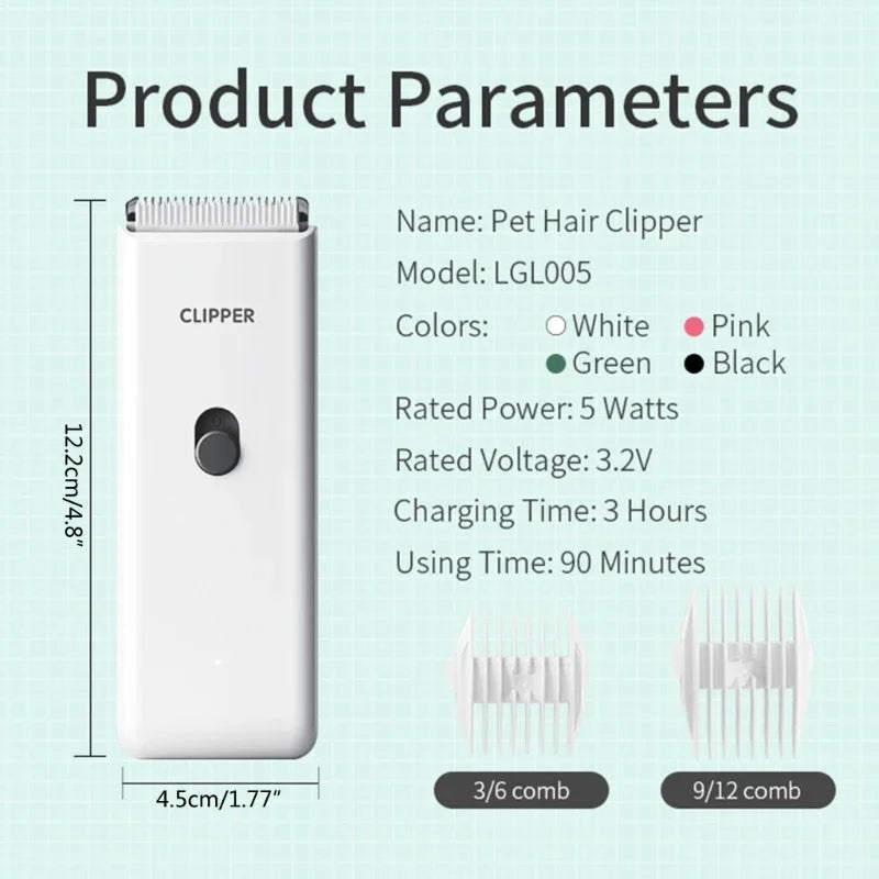 Electric Dog Hair Clipper – Quiet Rechargeable Pet Grooming Trimmer