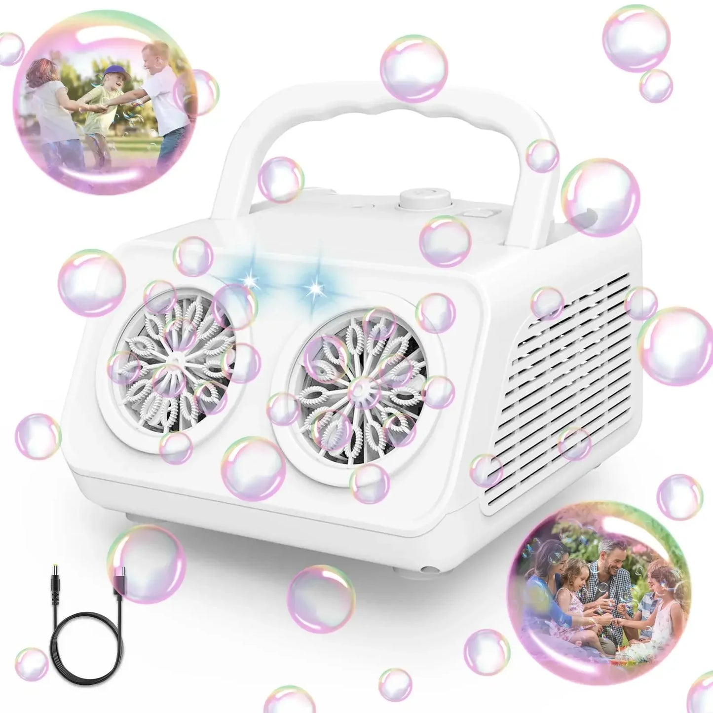 Automatic Bubble Machine Upgrade Bubble Blower with 2 Fans,50000+ Bubbles Per Minute Bubbles for Kids Portable Bubble Maker