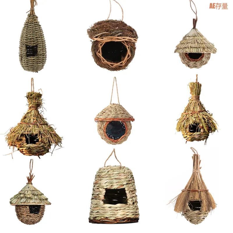 19款鳥巢鳥籠天然草蛋籠鳥屋戶外裝飾編織懸掛鸚鵡窩房屋寵物臥室