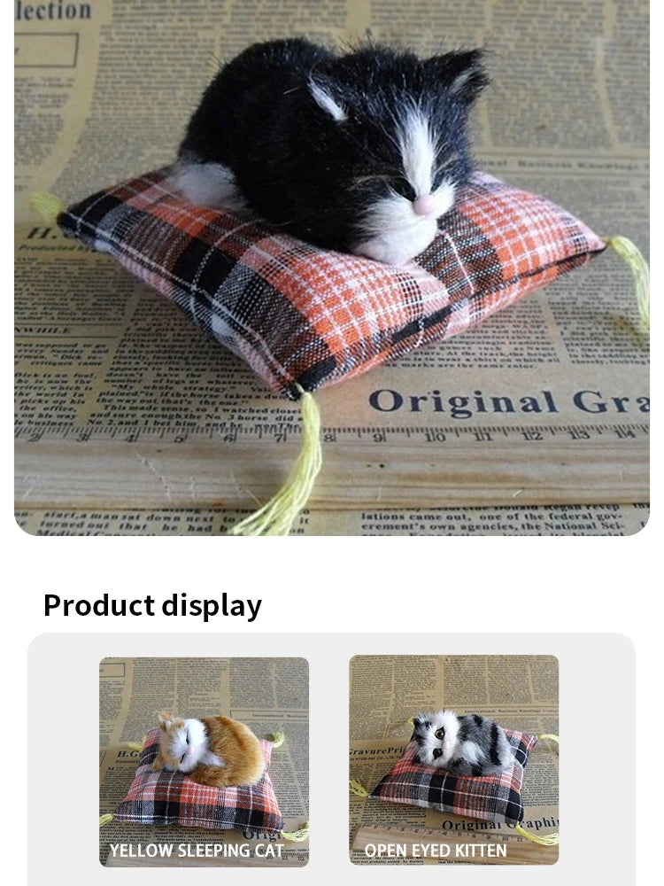 仿真貓玩具擺飾仿真動物花貓佈藝靠墊貓咪午睡貓咪桌上公仔擺飾