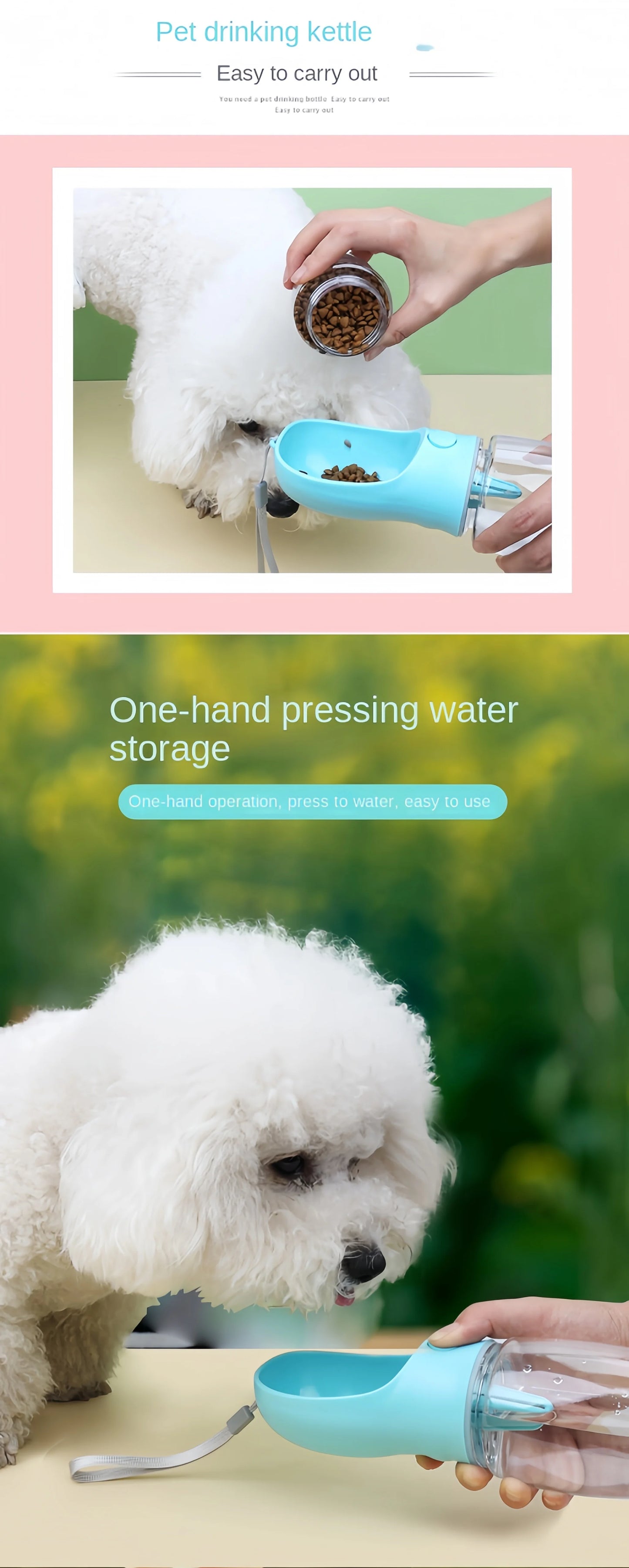 便攜式狗貓水瓶帶儲存食物和水容器適用於小狗寵物狗餵食碗戶外旅行寵物用品