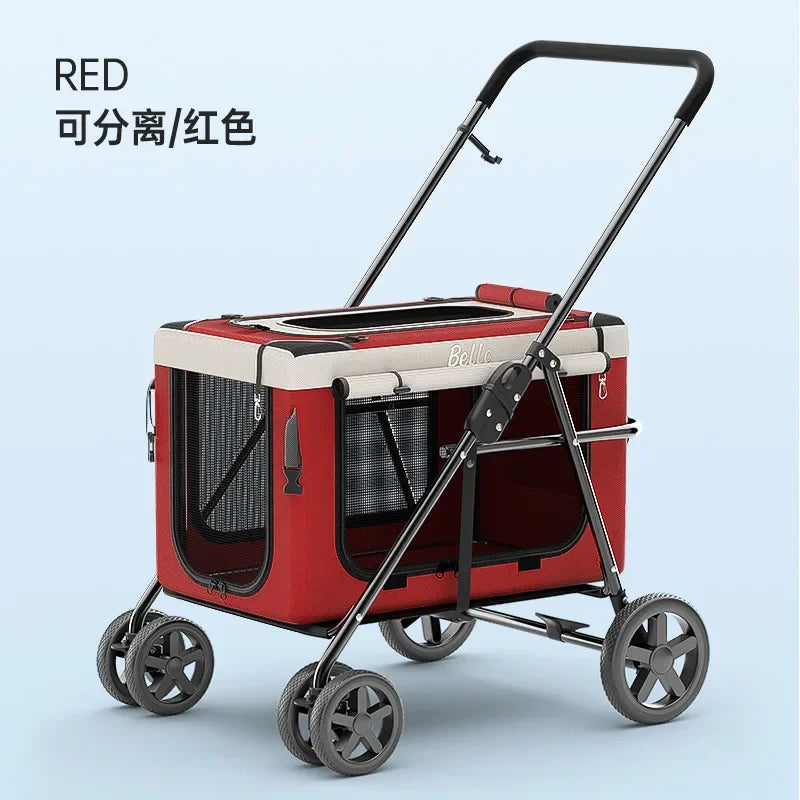 可折疊大型犬寵物推車 - 輕便寬敞的貓狗攜帶箱,可容納多種小型犬