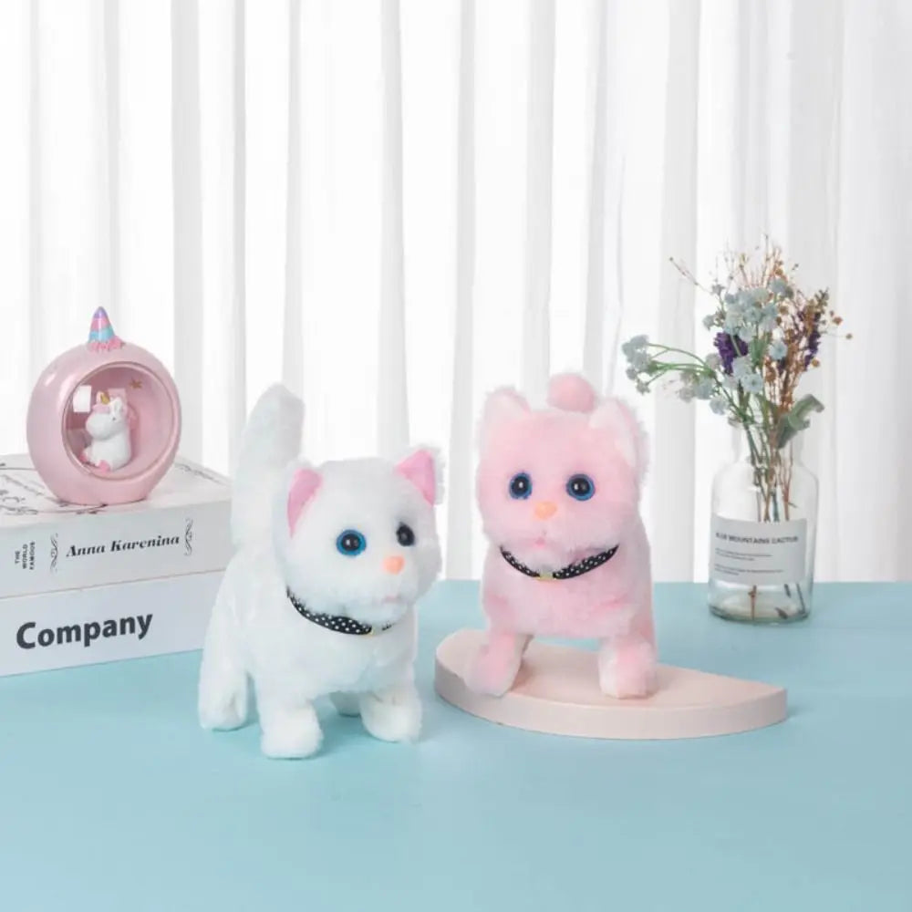 全新行走小貓毛絨玩具電動互動貓填充動物喵喵尾巴搖頭點頭貓寵物玩具兒童禮物