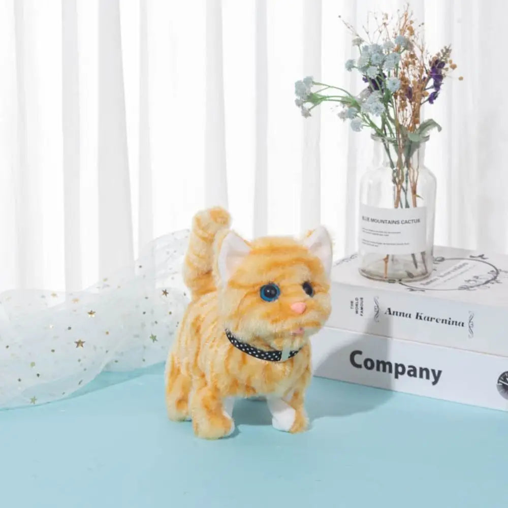 全新行走小貓毛絨玩具電動互動貓填充動物喵喵尾巴搖頭點頭貓寵物玩具兒童禮物