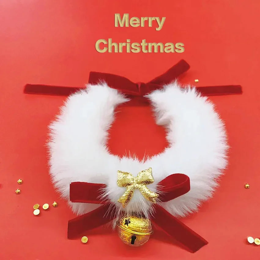ペット首輪 猫用 クリスマス首輪 スカーフ リボン ベル 新年 クリスマス首輪 手作り装飾 小型犬用 犬用アクセサリー