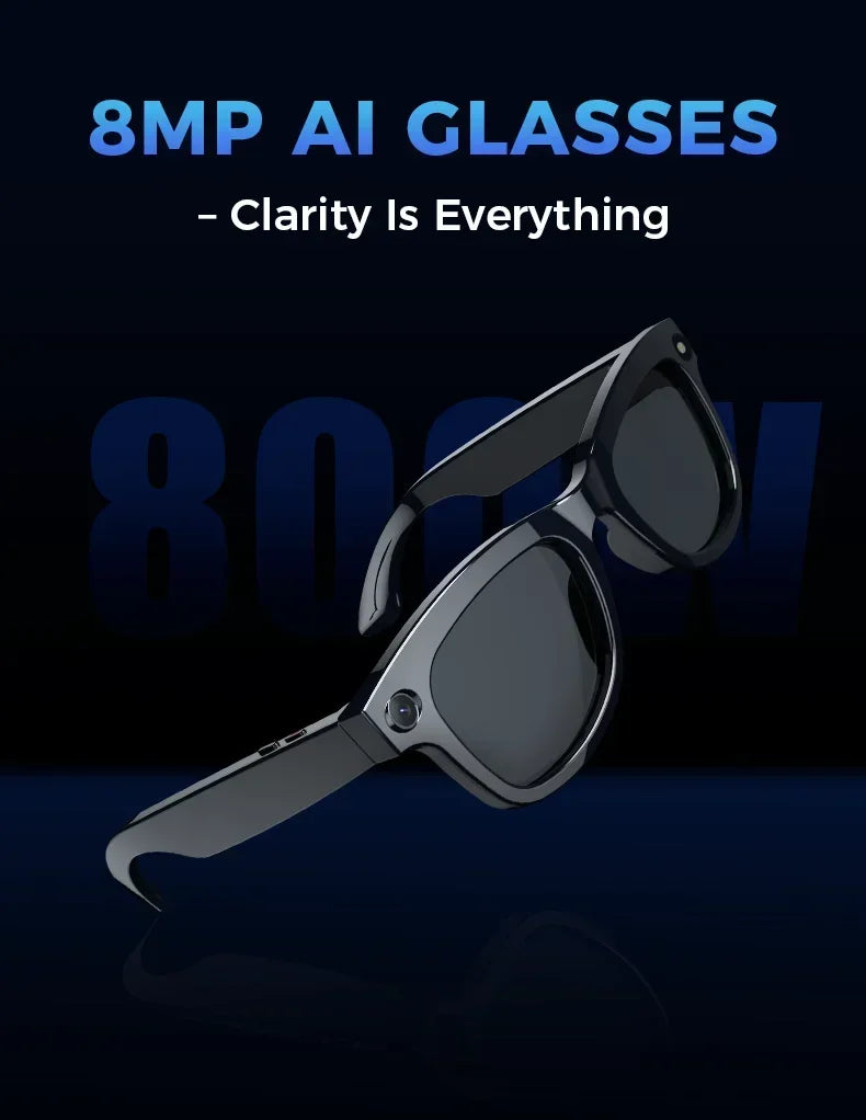 全新AI智慧專業級攝影眼鏡AI語音8MP高清視訊環繞聲音樂藍牙通話Wifi智慧眼鏡