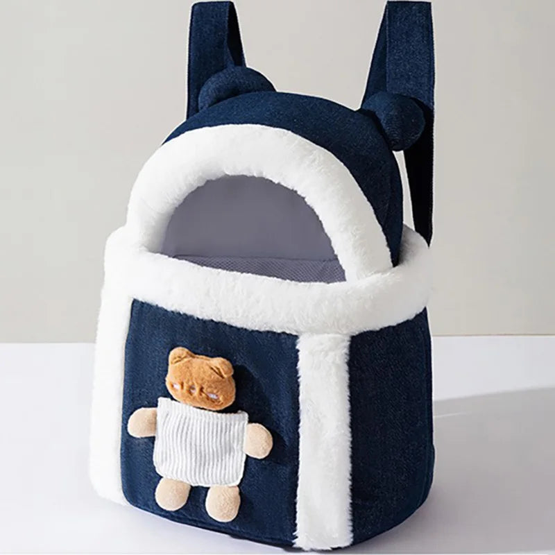 Kangaroo Carring Bag for Dogs Plush Keep warm bag Puppy Bicycle Moving Backpack Pet Anti-escape Carrier Large Cat transporting