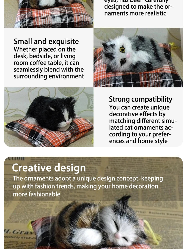 仿真貓玩具擺飾仿真動物花貓佈藝靠墊貓咪午睡貓咪桌上公仔擺飾