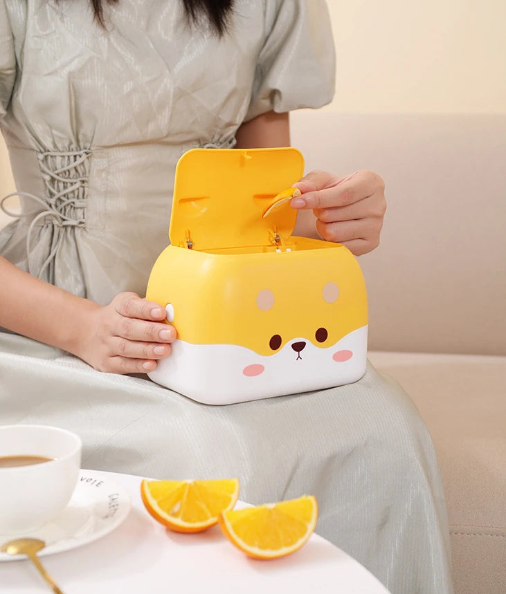 Desktop Trash Can cartoon Dog Waste Bin With Lid Household Mini Bin For Bedside Office Table Trash Can