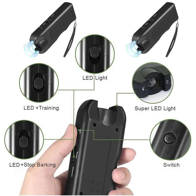 超音波驅狗器便攜式防吠器手持式三合一訓狗器驅趕動物寵物訓狗器