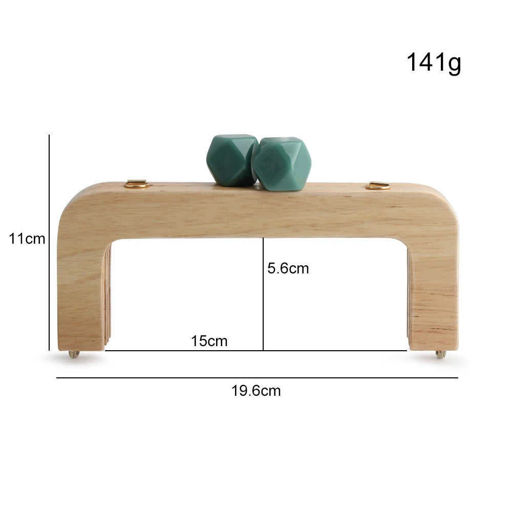 1PC 馬卡龍糖果色皮夾實木手柄框架復古包斜背包弧形實木樹脂頭金色DIY手柄