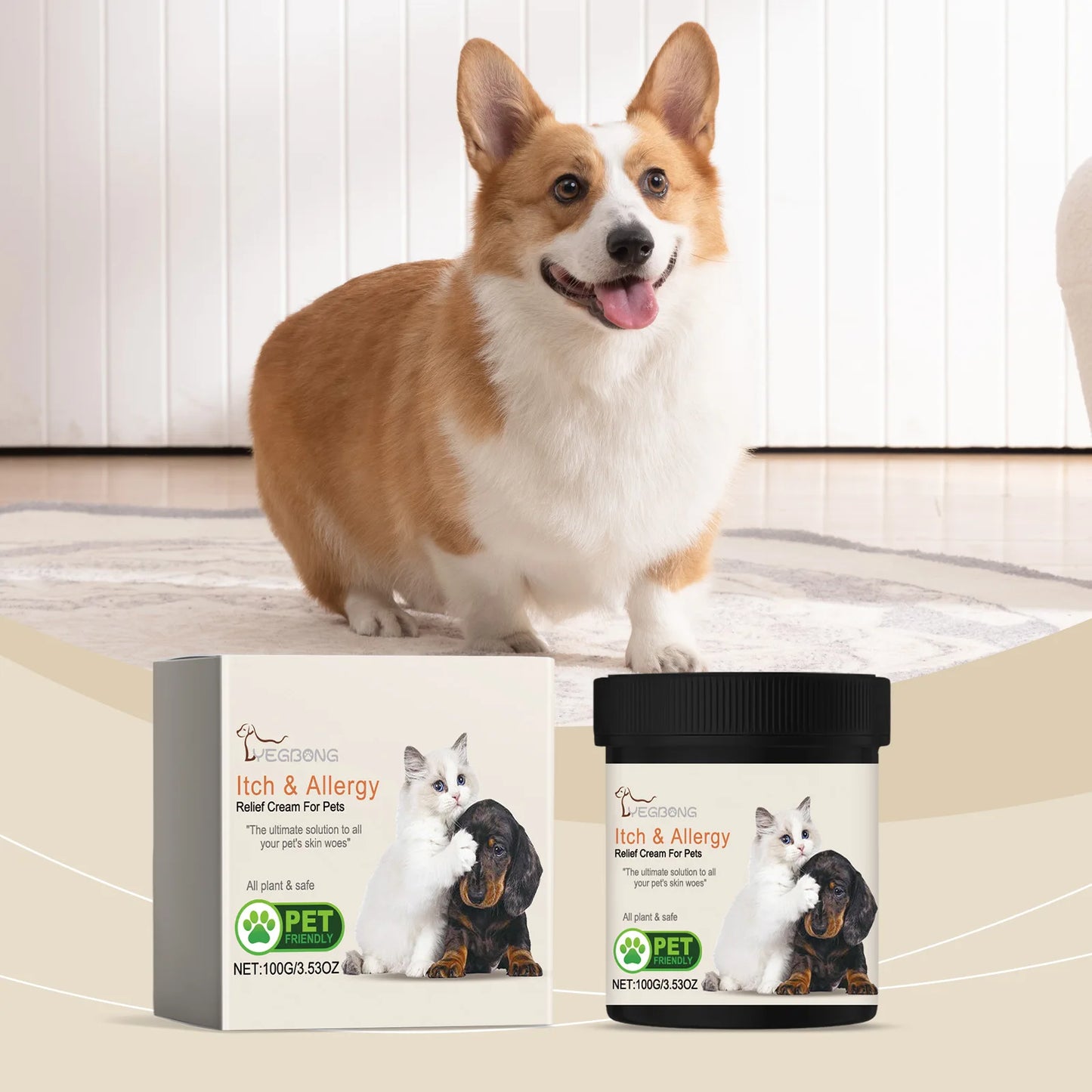Pet Skin Care Cream for Dogs & Cats Itch Relief & Flea Control