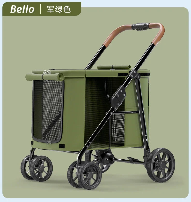 可折疊大型犬寵物推車 - 輕便寬敞的貓狗攜帶箱,可容納多種小型犬